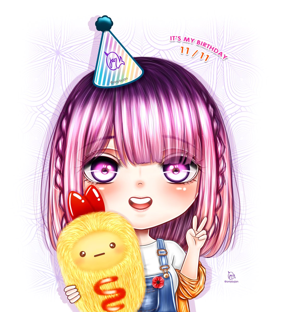 onlybyjan's tweet photo. 🎂【 11 / 11 】 🎂
Today is my birthday!
I drew the plushie my bestie gave me with my oc 💕
Thank you for the adorable cute ebi 🍤✨ https://t.co/GsGA2NZL5N
