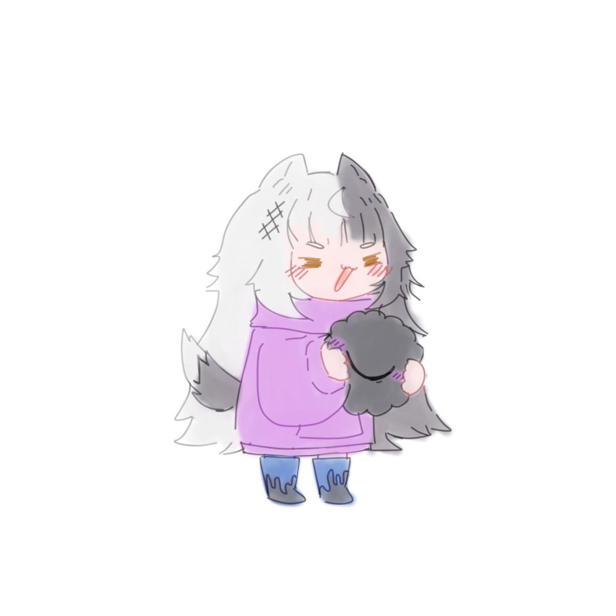 awooo!
#ShiorinSketch 
watercolor + doodle / rkgk
🤍🖤🐺