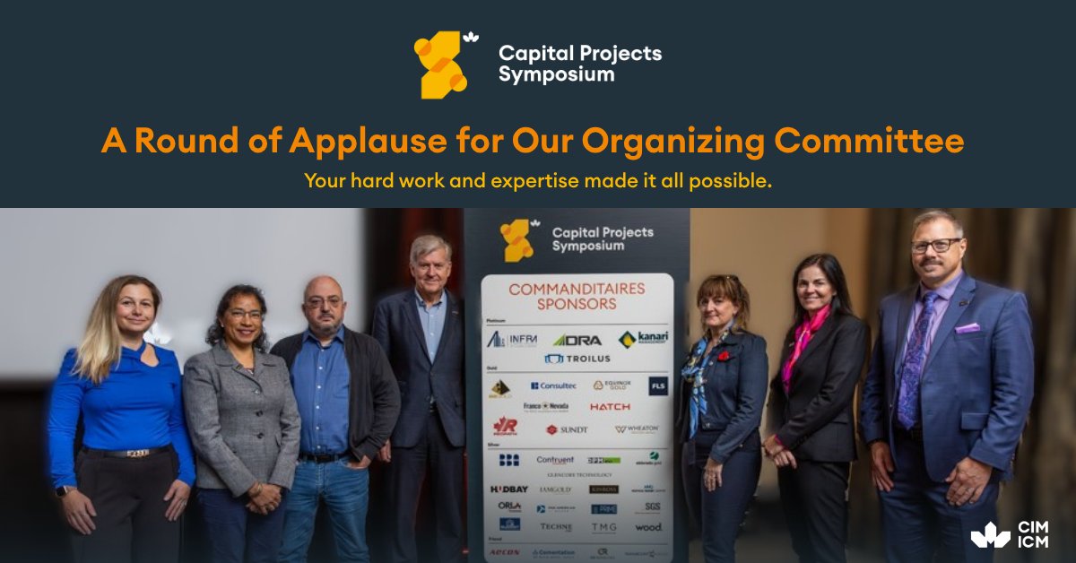 CIM_ICM's tweet image. A heartfelt thank you to our sponsors who made this year&apos;s Capital Projects Symposium such a success and the dedication and insights of our exceptional organizing committee.
 
Thank you for every inspiring moment!
 
#CPS2025 #CapitalProjects #MiningLeadership #CIMEvents #ThankYou