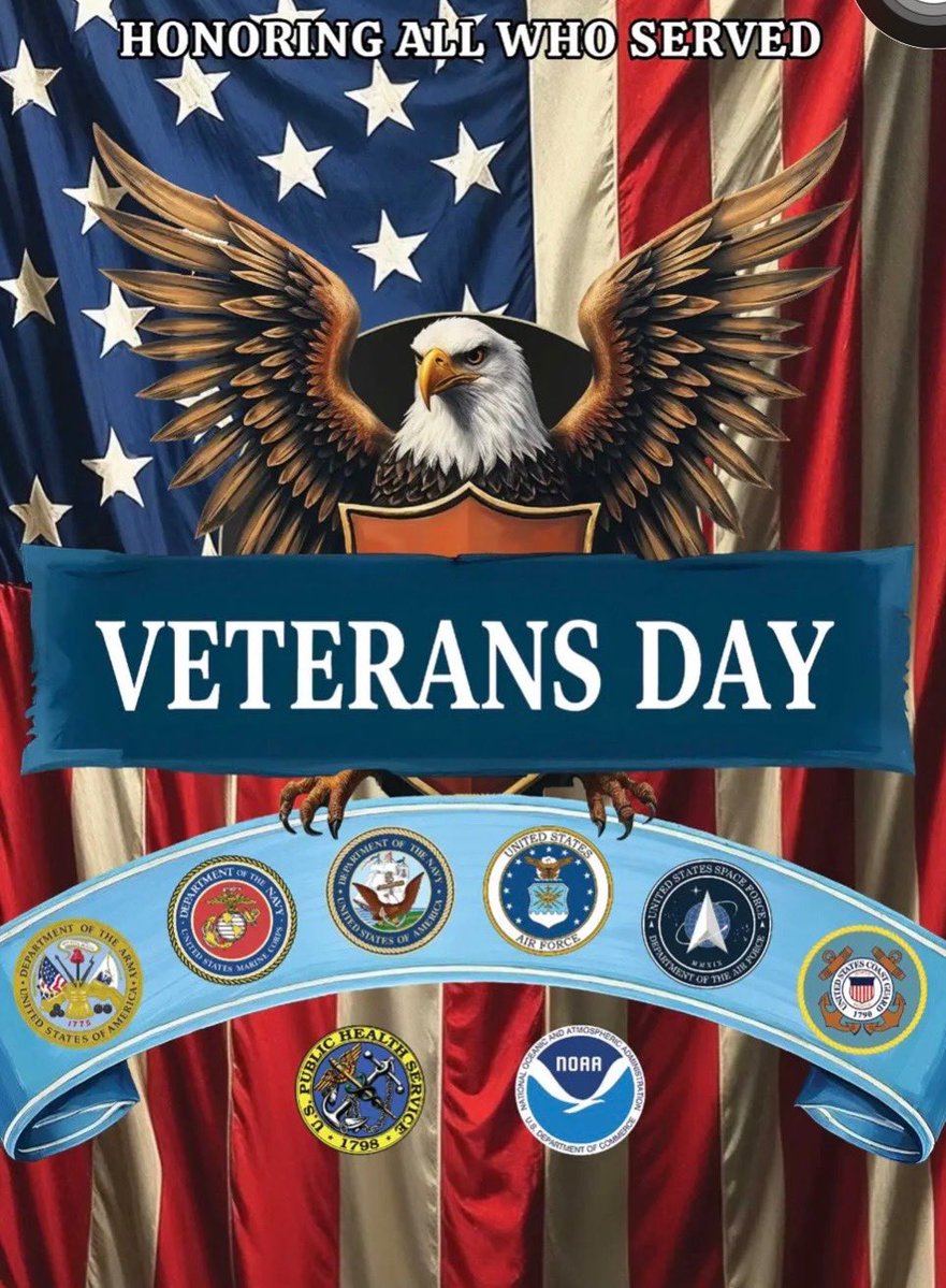 We pause to honor the brave men and women who have worn the uniform of the United States Armed Forces. Your courage, sacrifice, and dedication to protecting our freedoms will never be forgotten. To all veterans past and present thank you for your service.
Happy Veterans Day.