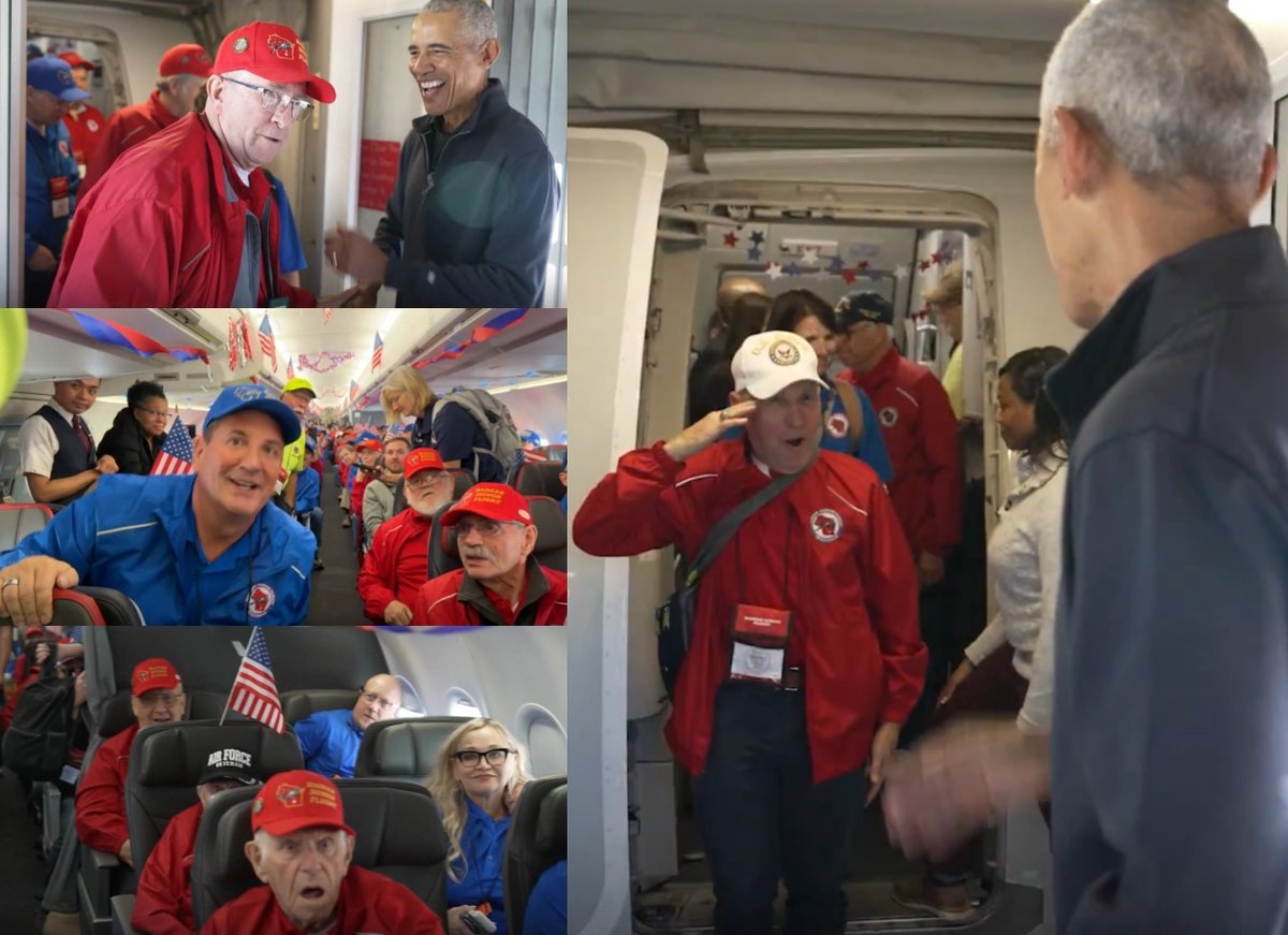 Obama Surprises Honor Flight Veterans with Personal Greet...