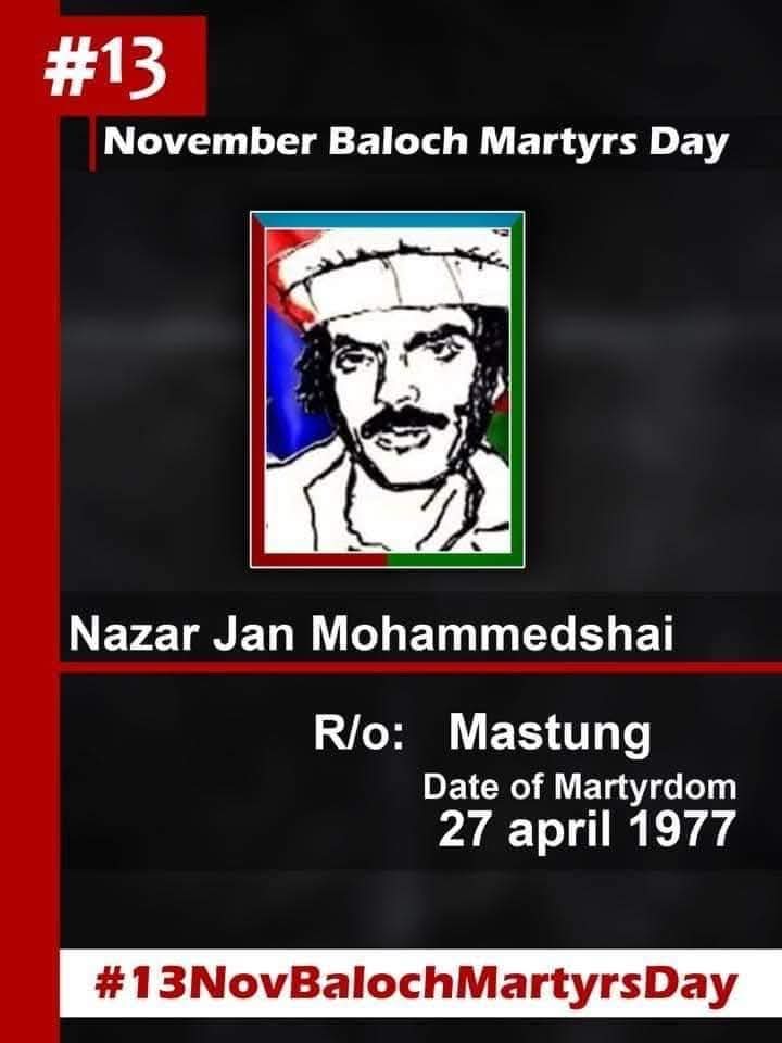 BalochFaisal2's tweet photo. ارمان ئٹ پند آتے خلیسہ کانہ 
شہید آتے تینا استا اتیسہ کانہ
#Martyr_Nazar_Baloch 🚩
R/o Mastung 
Date Of Martyrdom 27 Aprail 1977
#13NovemberBalochMartyrsDay https://t.co/k8ArcYXJ21