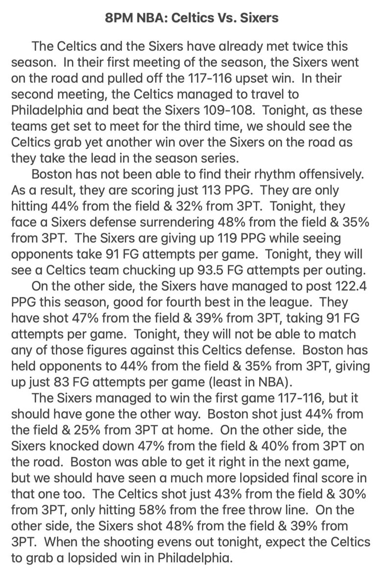 Tonight’s NBA Free Plays
🏀MEM +10.5 -118
🏀BOS ML -118
🏀MEM NY Under 232.5 -122
🏀NY TTU 121.5 -126
🏀BOS TTO 115.5 -115
🏀PHI TTU 115.5 -118

Bring the Energy &amp; Let’s Cash!

For All Plays Click⬇️
bit.ly/SRCRNRSRC

#Betsmarter #GamblingX