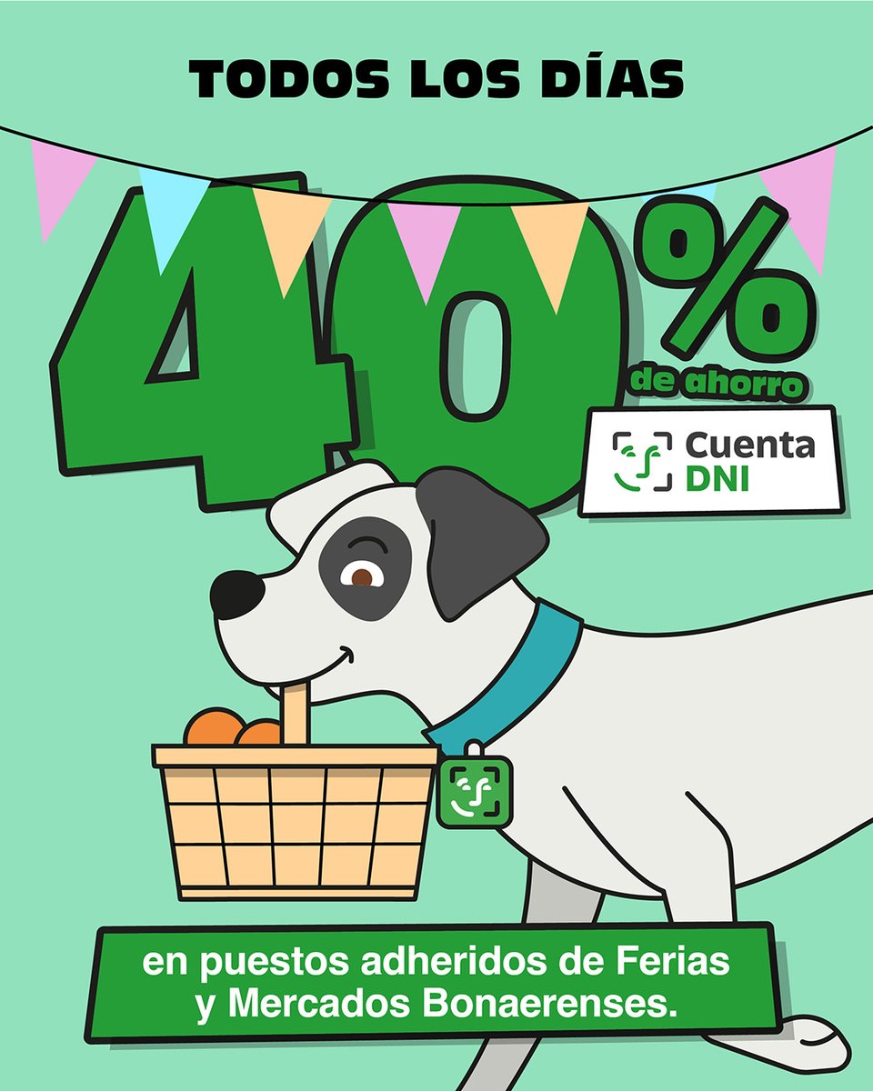 Ferias y Mercados bonaerenses + Cuenta DNI = ahorro garantizado. 🍎📲

😉 Porque ahí los alimentos son frescos y más baratos...
🔥 Y con nuestra app tenés 40% de descuento.

ℹ️ Más info: bancoprovincia.com.ar/cuentadni/cont…