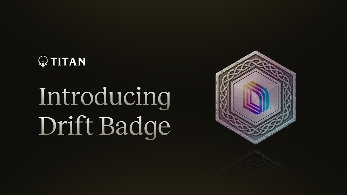 Titan_Exchange's tweet image. Introducing the Titan Drift Badge

Only available to the first 10,000 users who swap on Drift (minimum $100 total notional).

Visit app.drift.trade/swap to swap via Titan to be eligible. (Users need to first deposit funds on Drift)

Claim the badge by connecting the same…