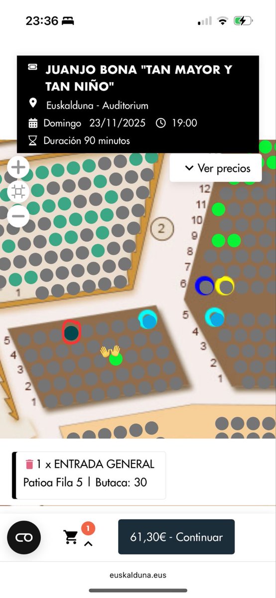 Hola amiguitas, <a href="/claritadelimon/">clersss 🦂</a> y yo vendemos una entrada en Bilbo en la fila 4 asiento 26 (La que está señalada con las manitas) en principio a precio original, pero estamos dispuestas a negociar!! 💗