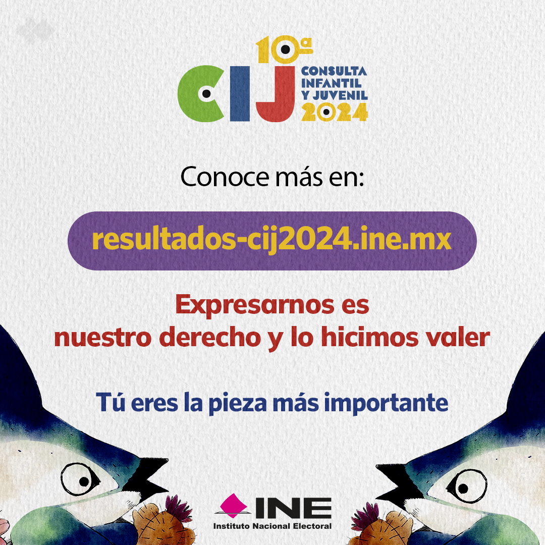El #INE te invita a conocer las propuestas y opiniones de más de 10 millones de niñas, niños y adolescentes que participaron en la #consultainfantilyjuvenil2024.

Consulta los resultados en resultados-cij2024.ine.mx