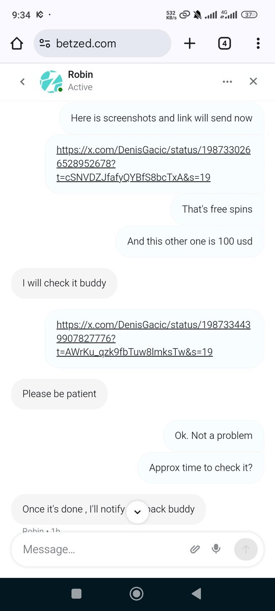 Imagine 4days support just promise and nothing.

Imagine you win your withdrawal would never happen.

Look at screenshots you will understand all.
<a href="/BetzedCom/">BetZed.Com</a>
#Crypto #casino #Scam #FreeSpins 

#ScamWarning