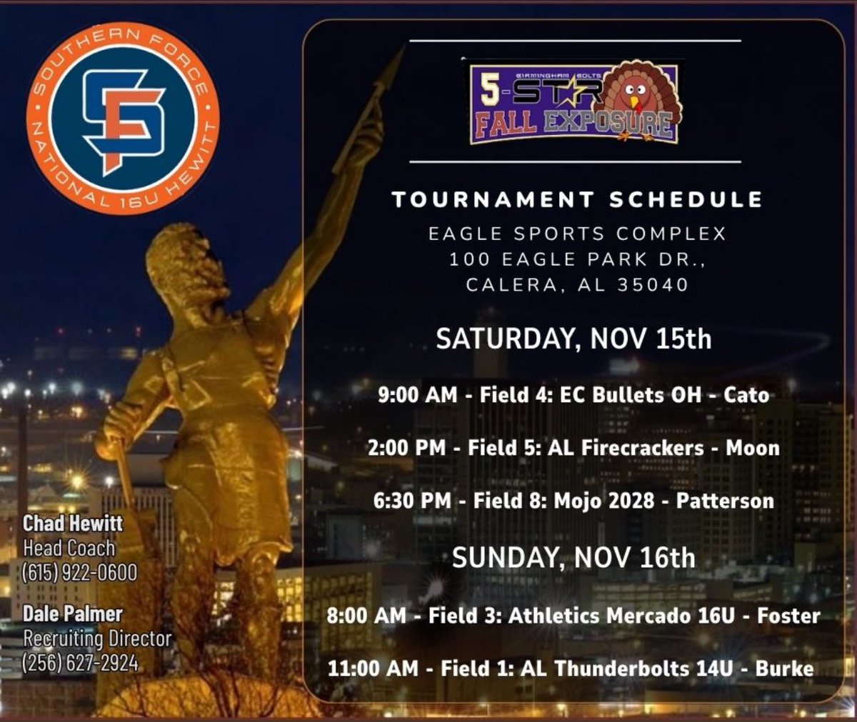 Back at it this weekend for the Bolts 5 Star Fall Exposure! Come check us out at the Eagles Sports Complex in Calera!