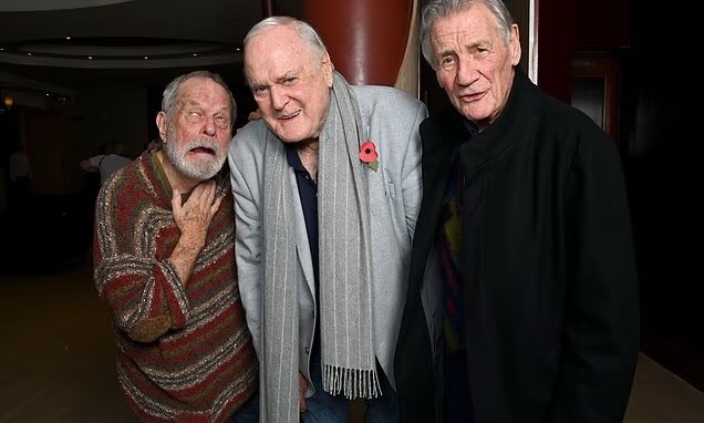 JohnCleese's tweet image. Terry and Michael barely survived my documentary “John Cleese Packs It In,” which opens in cinemas this Thursday, November 13th. If you fancy similar punishment, get tickets at johncleeseincinemas.com — and bring the oldest person you know!  #montypython