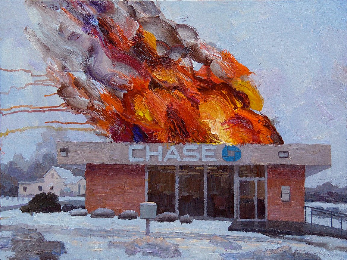 paintwithalex's tweet image. Oh by the way I have prints of all my burning banks paintings. You might know someone who would really enjoy one of these numbers adorning their walls. Make an order now, don&apos;t wait! Find the link to my Banks in Flames prints collection in the post down there👇