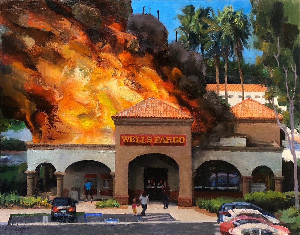 paintwithalex's tweet image. Oh by the way I have prints of all my burning banks paintings. You might know someone who would really enjoy one of these numbers adorning their walls. Make an order now, don&apos;t wait! Find the link to my Banks in Flames prints collection in the post down there👇