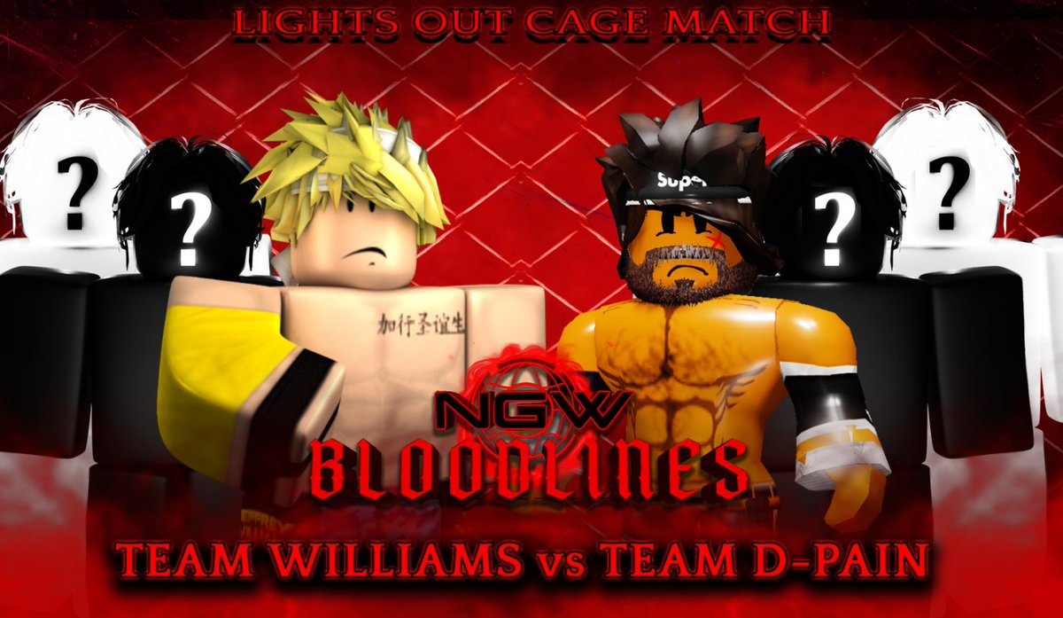 NGWRoblox's tweet image. ᴺᴳᵂ BLOODLINES | In our final main event before @NGWRoblox Genesis, it will be Team @RoJeff_Williams vs. Team @JustDewIt10 in a 3 on 3 lights out cage match! However, the question still remains as to who will be on what team