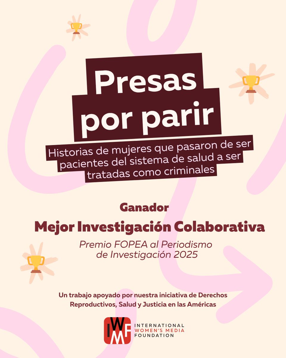 💜 ¡Celebramos el premio <a href="/FOPEA/">FOPEA</a> a “Presas por parir”, reconocida como Mejor Investigación Colaborativa!

Un trabajo apoyado por la <a href="/IWMF/">International Women's Media Foundation</a> que revela violencia institucional contra mujeres en contextos de vulnerabilidad.

🔗 presasporparir.com