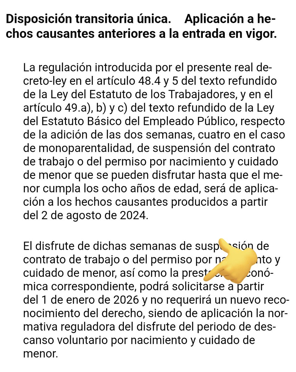 #TREBEP Art. 49. Permisos por motivos de conciliación de la vida personal, familiar y laboral [...].
Ojo a los plazos previstos en: 
👉🏻apdo. 3° de la letra a) de dicho artículo 
👉🏻DT única del Real Decreto-ley 9/2025, de 29 de julio
Ver imágenes.
Las dos semanas adicionales.../