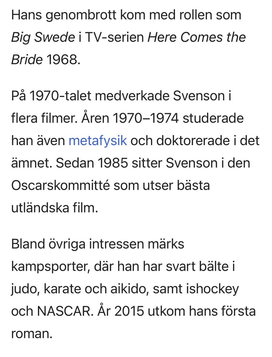 Tråkigt att Bo Svenson tackar nej till MFF. Med svart bälte i ishockey o Nascar och har jobbat med hårdingar såsom Chuck Norris, Clintan, Angela Lansbury, Ernest Borgnine och Zeb Macahans bror hade han varit perfekt att få ordning på MFF igen.
#MalmöFF

sv.wikipedia.org/wiki/Bo_Svenso…