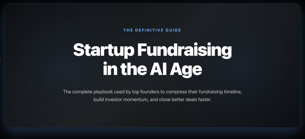 pollock's tweet image. Many founders take 6 months to raise. AI-powered founders do it in 6 weeks.

Just dropped the complete AI fundraising playbook that has helped over 250 founders close $1B+

✅ Exact tools &amp;amp; timeline
✅ AI-powered outreach system
✅ How to create investor FOMO
✅ Common mistakes