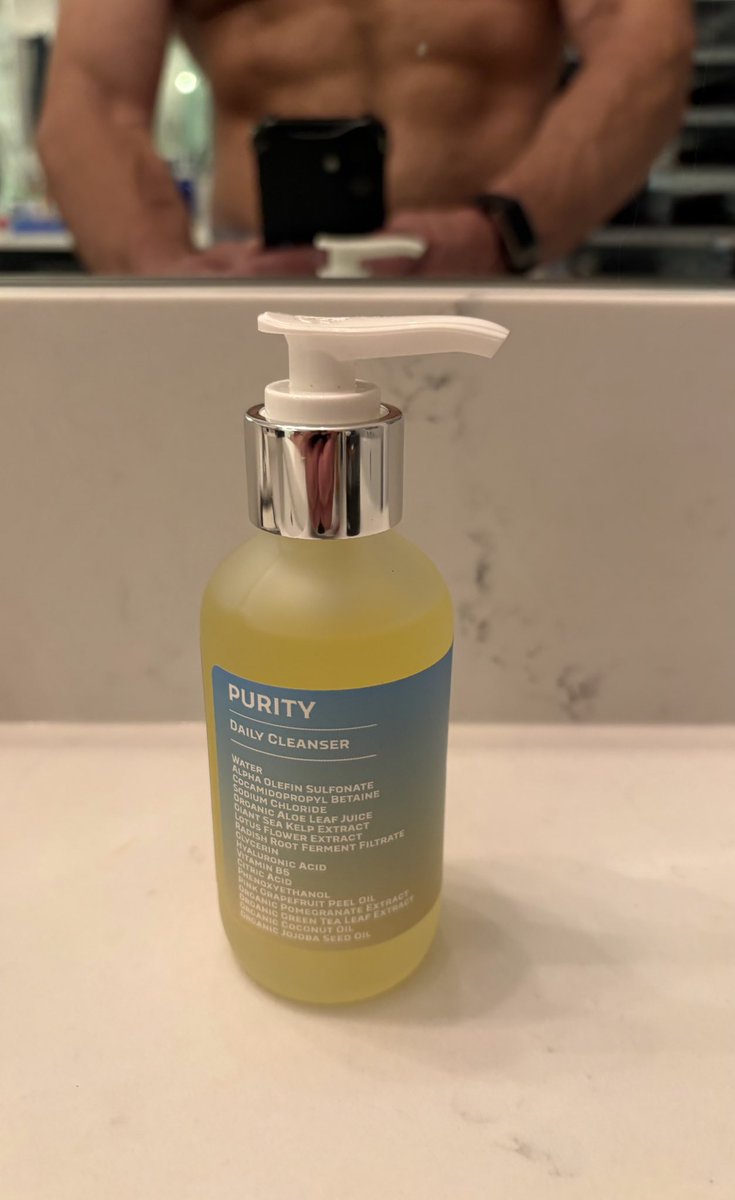 Great experience with <a href="/sevo_skincare/">SEVO Skincare</a> Purity Facial Cleanser. Energizing citrusy aroma is a nice touch. It feels like it cleans without drying my skin, no tight dry feeling. 

This is my new go-to. Bye to Kiehls that feels like Elmer’s glue. 

sevoskin.care/products/purit…
