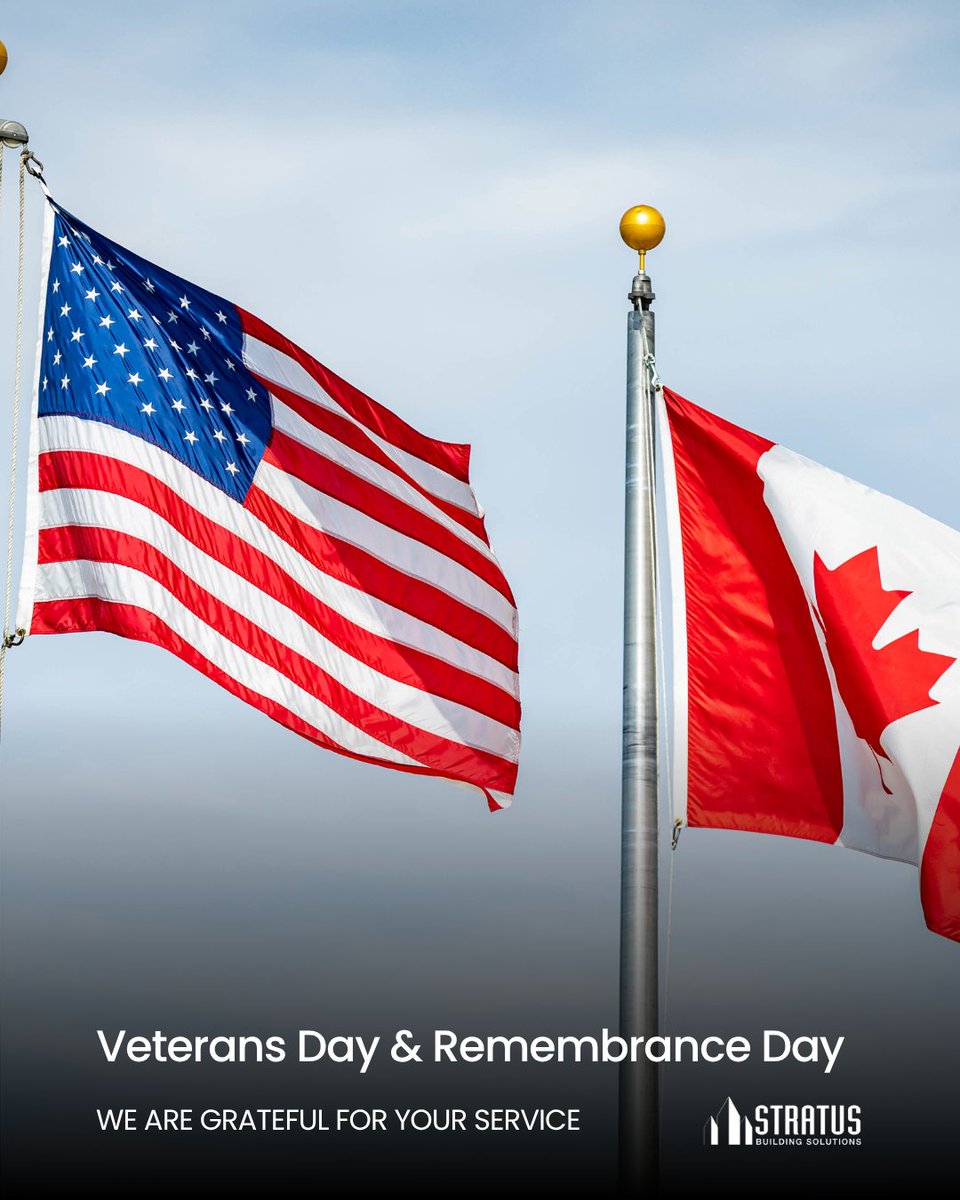 🇺🇸 Veterans Day &amp; 🇨🇦 Remembrance Day 
Today, we pause to honor the bravery and sacrifice of those who have served.
We’re proud to support veterans through opportunities to build their own future. 🧼
#VeteransDay #RemembranceDay #StratusFranchise #StratusBuildingSolutions
