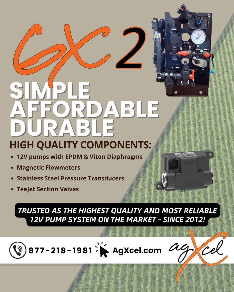 GX2 - the highest quality and most reliable 12V pump system available today. Our latest GX2 Series uses the highest quality parts, providing you with a pump system you can trust to function in the middle of planting season. agxcel.com/gx2-in-furrow-…