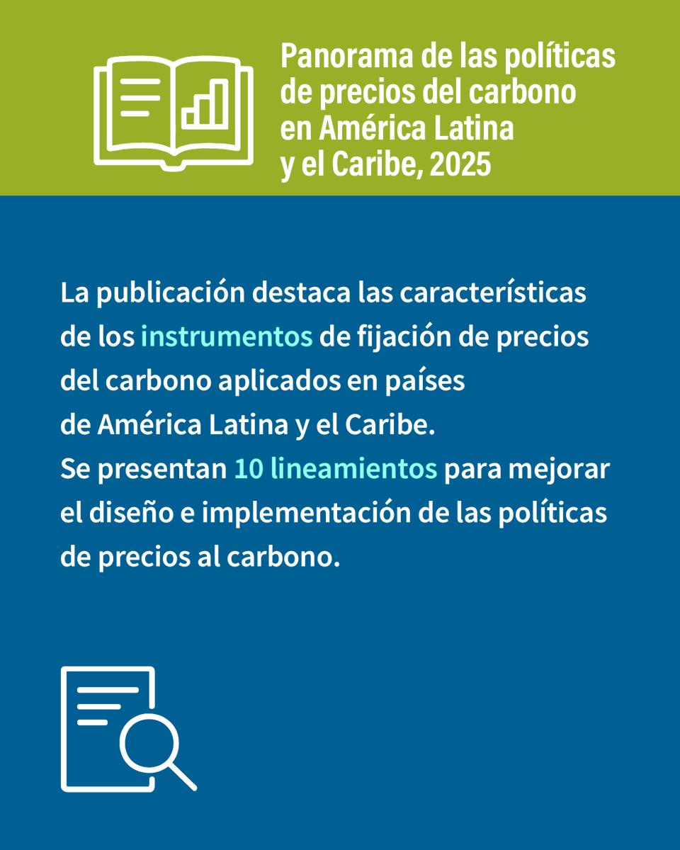 cepal_onu's tweet photo. 🌍 Nueva publicación de la #CEPAL analiza la efectividad y los desafíos de los instrumentos de precios al carbono en la región.
📚 El 𝐏𝐚𝐧𝐨𝐫𝐚𝐦𝐚 𝐝𝐞 𝐥𝐚𝐬 𝐩𝐨𝐥𝐢́𝐭𝐢𝐜𝐚𝐬 𝐝𝐞 𝐩𝐫𝐞𝐜𝐢𝐨𝐬 𝐝𝐞𝐥 𝐜𝐚𝐫𝐛𝐨𝐧𝐨 𝐞𝐧 𝐀𝐦𝐞́𝐫𝐢𝐜𝐚 𝐋𝐚𝐭𝐢𝐧𝐚 𝐲 𝐞𝐥 𝐂𝐚𝐫𝐢𝐛𝐞 𝟐𝟎𝟐𝟓. 𝐀𝐧𝐚́𝐥𝐢𝐬𝐢𝐬 𝐝𝐞 𝐬𝐮 𝐞𝐟𝐞𝐜𝐭𝐢𝐯𝐢𝐝𝐚𝐝 𝐲 𝐥𝐢𝐧𝐞𝐚𝐦𝐢𝐞𝐧𝐭𝐨𝐬 𝐩𝐚𝐫𝐚 𝐬𝐮 𝐢𝐦𝐩𝐥𝐞𝐦𝐞𝐧𝐭𝐚𝐜𝐢𝐨́𝐧, será presentado a los países en el marco de la #COP30, que se realiza en Belém, Brasil 🇧🇷.
📖 El documento destaca las características de los instrumentos de fijación de precios del carbono aplicados en países de la región. Se presentan 10 lineamientos para mejorar el diseño e implementación de las políticas de precios al carbono.
🔎 ¡Descárgalo! ➡️ https://t.co/u1q9O1T03l
🗞️#Noticia 👉https://t.co/vfcciYR3XW