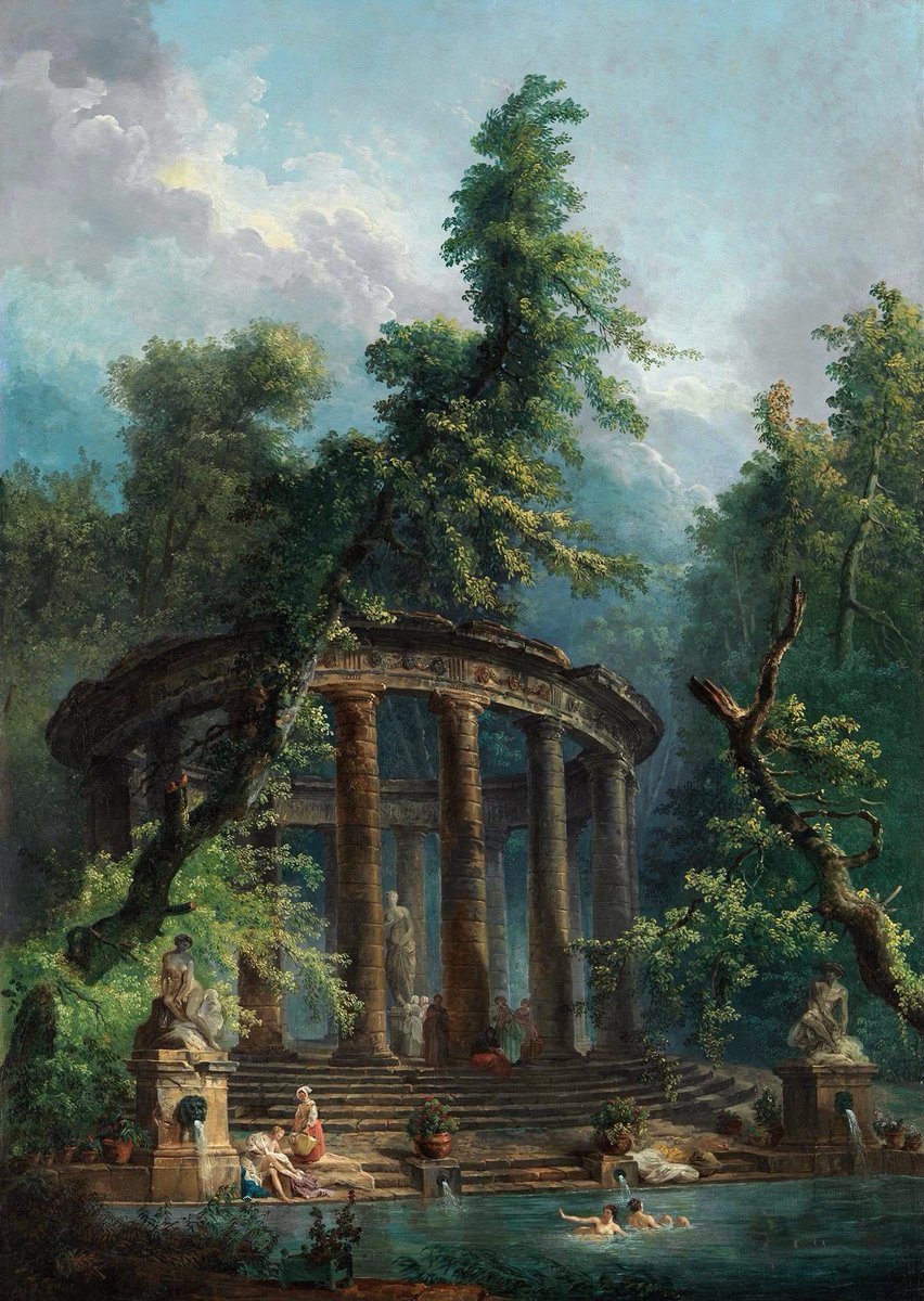 The Bathing Pool, by Hubert Robert (1733-1808)