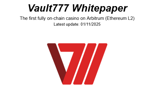 The Vault777 White Paper is now live.

A fully on-chain casino built on Arbitrum, verified through Chainlink VRF, with immutable contracts and complete on-chain transparency.

Every wager settles by proof, not trust. Link below 👇