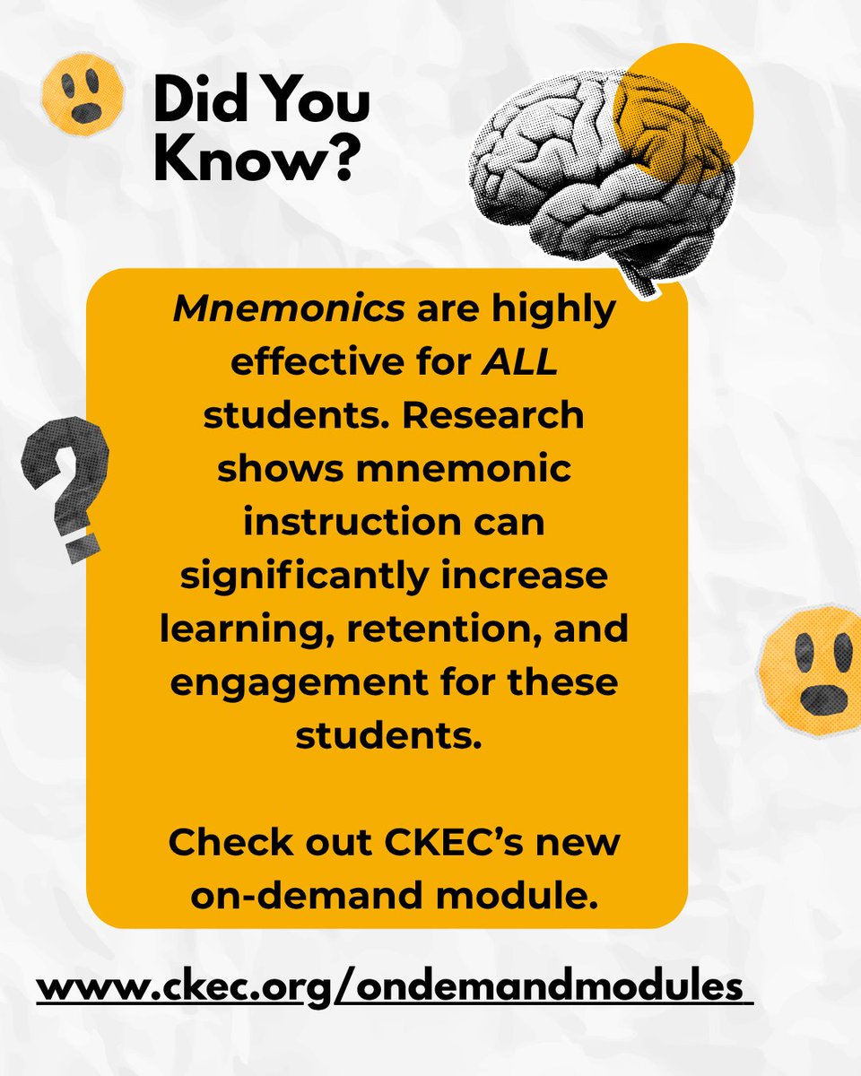 Check out CKEC's new module on Mnemonic strategies!

ckec.org/ondemandmodules