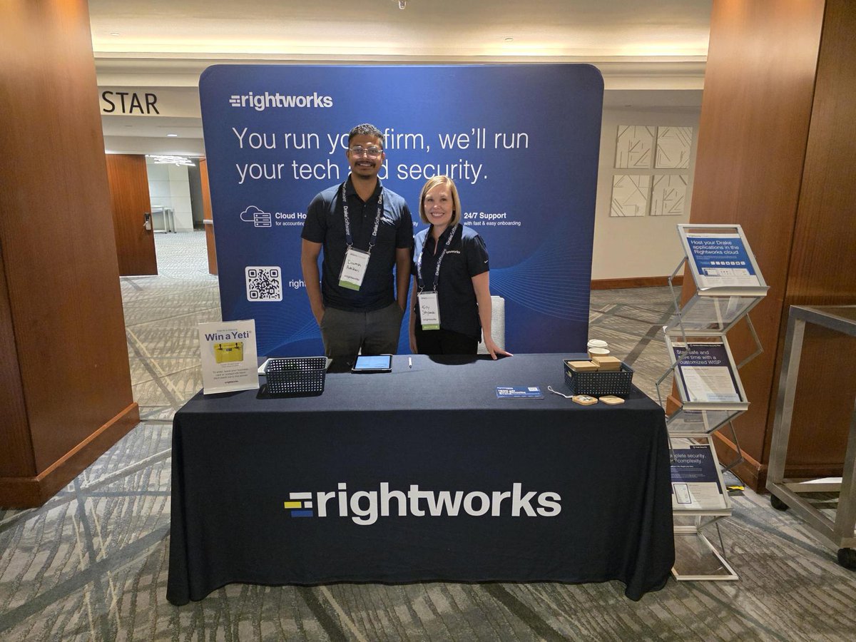 Rightworks_'s tweet image. The Rightworks team was in Dallas yesterday for the @DrakeSoftware Conference! Great connecting with tax pros and sharing how our secure cloud helps firms simplify IT and focus on clients.

#Accounting #TaxTwitter #cloudhosting #DrakeSoftware