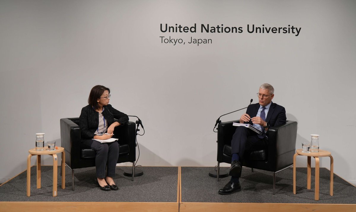 GI_TOC's tweet photo. On 11 November, Mark Shaw, GI-TOC's executive director, spoke at the @UNUniversity in Tokyo about how organized crime is at a crossroads.
The talk with Senior Vice-Rector Aya Suzuki took place one day after the launch of the 2025 Global #OCIndex: https://t.co/cWvcBqkgg1 https://t.co/TadW6QVGAn