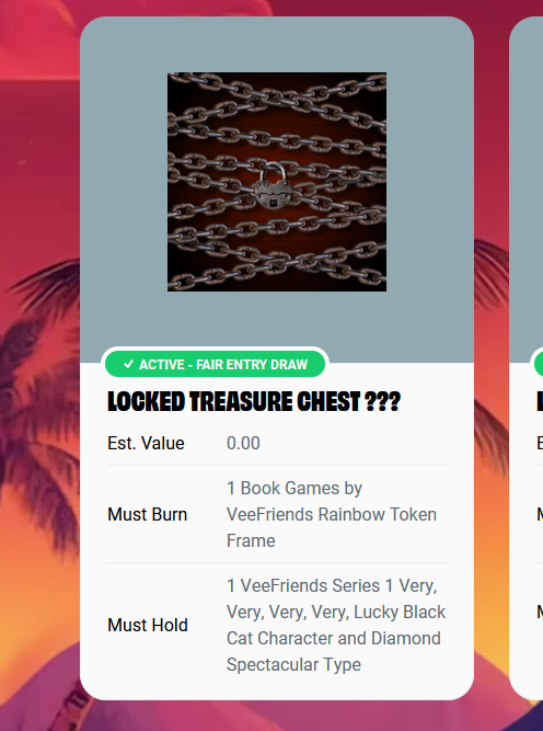 MikeJY1984's tweet photo. Oh man @veefriends Fam
What is this?
A chest that only Gary as the Diamond Black Cat Series 1 holder can unlock?
Perhaps @jeremyknowsVF KNOWS something
#BookGames #TreasureChests https://t.co/vyEc55gh10