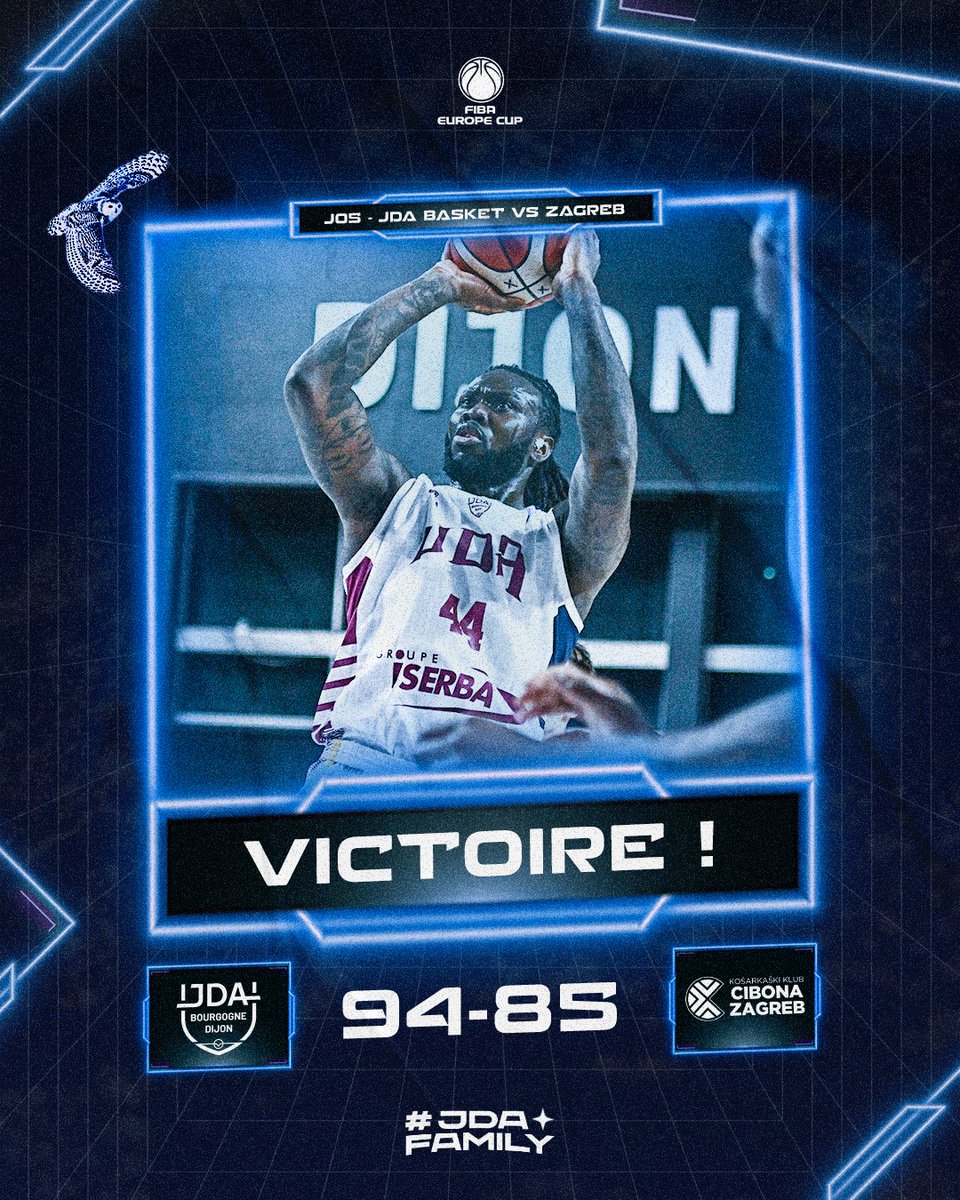 🔥 Victoire de la JDA qui reprend le point-average sur Zagreb dans ce match de FIBA Europe Cup 🤩 

Un dernier combat pour valider la place dans le TOP16 mardi prochain 🔒 

#MyJDA #JDAFamily