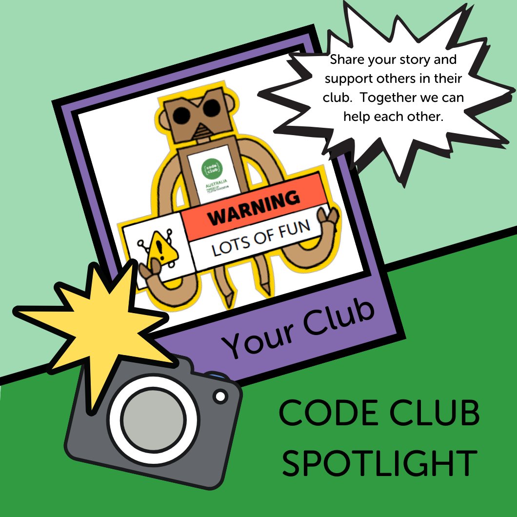 CodeClubAus's tweet image. We are looking for the next Code Clubs that we can share in our Spotlight!

To have your club featured complete this form and Kaye will be in touch.  Your club will receive a pennant to hang on your wall and some swag to share with your coders.

forms.gle/2kYSuxF6HVGjUH…