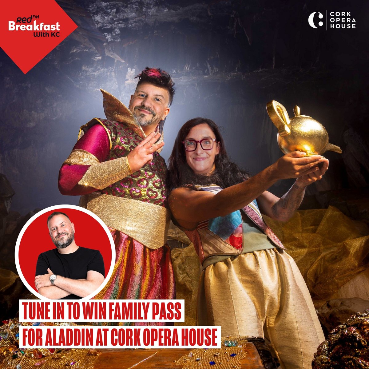 CorksRedFM's tweet image. Tune in to Breakfast with KC this week, from 6am to WIN a Family Pass to see Aladdin on Tuesday, December 2nd at 7pm at @CorkOperaHouse