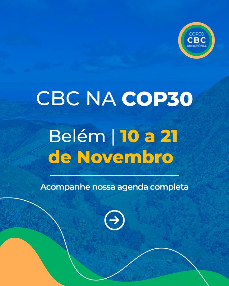 cbrasilnoclima's tweet image. 🌎 CBC NA COP30 – BELÉM

De 10 a 21 de novembro estamos na COP30 com uma agenda intensa em governança climática subnacional, transição justa e ação local.

Clique aqui para conferir os eventos: instagram.com/centrobrasilno…

#Belém2025 #ClimateAction #GovernadorPeloClima