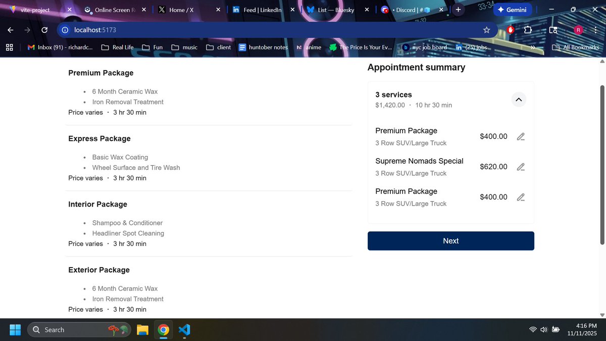 choir241's tweet image. Korean chicken with the fam and coding - a great Tuesday 😎

Built the CSS for the cart items and functionality for adding packages to the cart - accounting for none, one, or multiple items 🛒

Next gotta update package UI and add editing functionality 🔥

#buildinpublic #100Devs