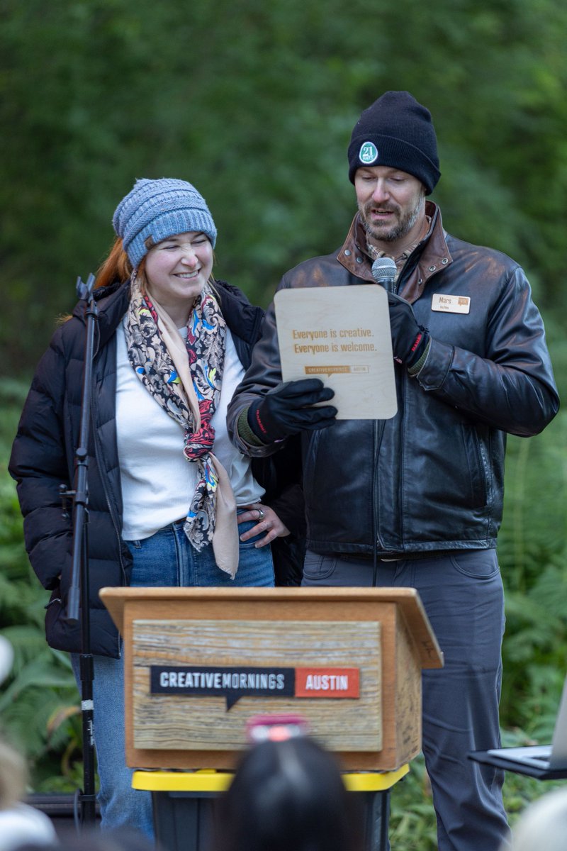 CM_Austin's tweet image. Our #CreativeMornings manifesto was read by long-time volunteer Mars Chapman at our October event. Thanks Mars! creativemornings.com/individuals/ma… 
#EveryoneIsWelcome #EveryoneIsCreative #CMsoft #CMATX