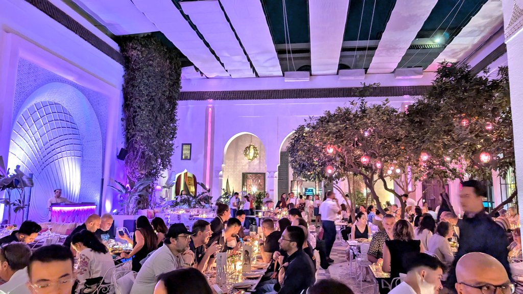 vilojona's tweet photo. No words for this amazing 🥰♥️ #speakers dinner at @DevoxxMA #devoxxma25 at #jardinsdelotus #Marrakech #the3teletubbies https://t.co/Zydv6fJew0