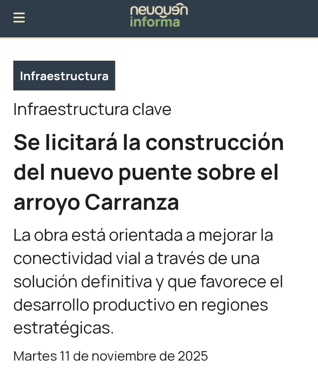 UNA SOLUCIÓN DEFINITIVA PARA UN PROBLEMA HISTÓRICO

Autorizamos el llamado a licitación para construir el nuevo puente sobre el arroyo Carranza, en la Ruta Provincial N° 5. Una obra muy esperada que mejorará la conectividad en una zona estratégica para el desarrollo de Vaca