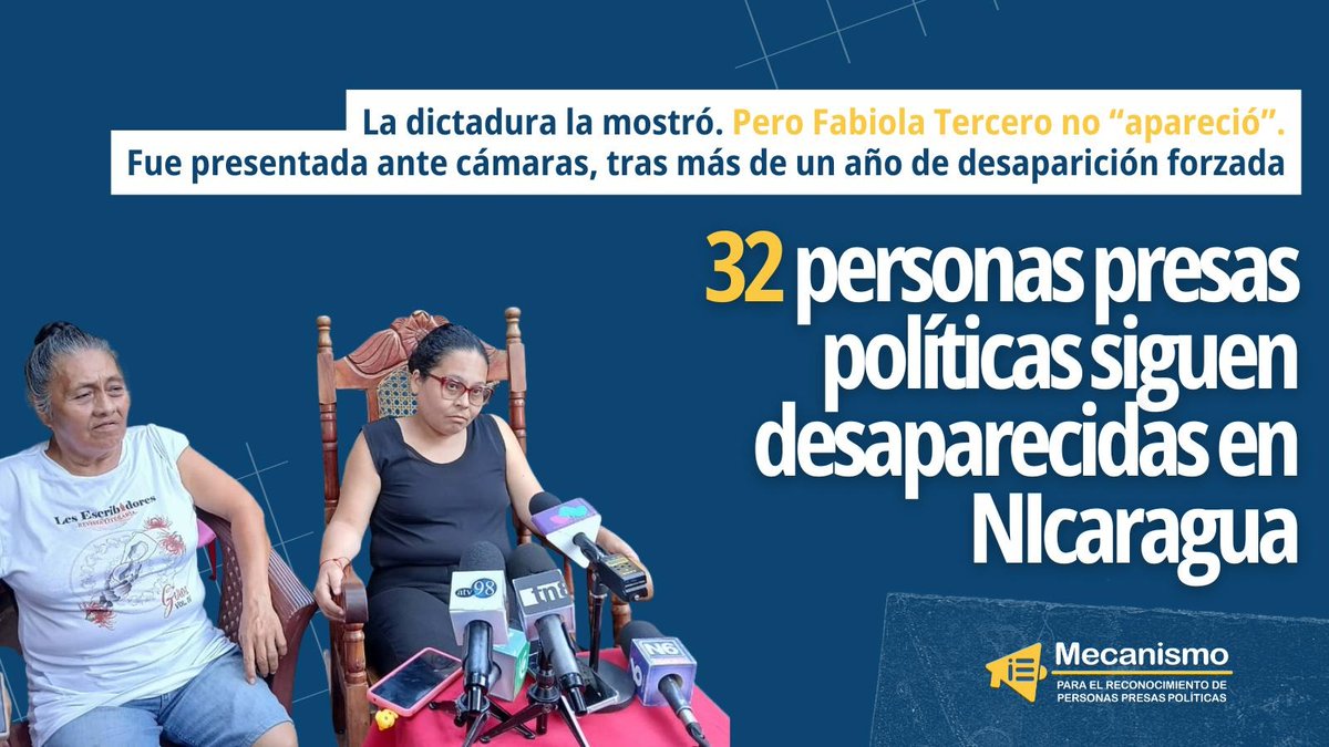 Fabiola Tercero no “apareció”: fue presentada por la dictadura.
Después de más de un año desaparecida, el régimen Ortega-Murillo la exhibe ante los medios oficialistas para limpiar su imagen ante la presión internacional.