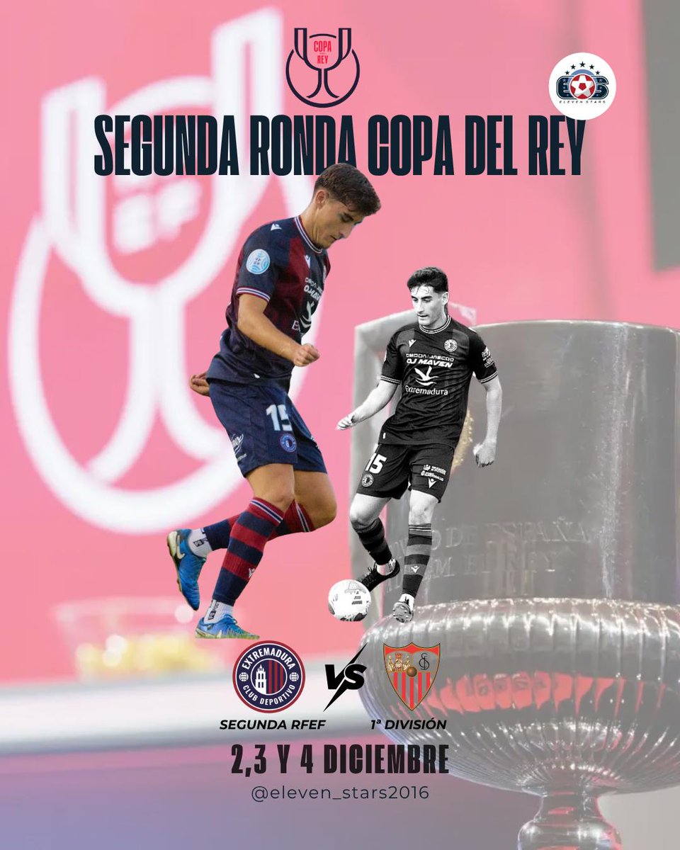 ElevenStars_es's tweet photo. ¿Aún no te has enterado de que la #CopaMola y en la #FamiliaEleven ➕? @alfonsoperal5 será el embajador de #Eleven en la segunda ronda de la #CopadelRey 🏆. El káiser sub 23 del @CDExt1924 recibirá en el Francisco de la Hera al @SevillaFC 🔝🏟️. #SegundaRFEF #LaLigaEASports https://t.co/V5WcfPV4jn