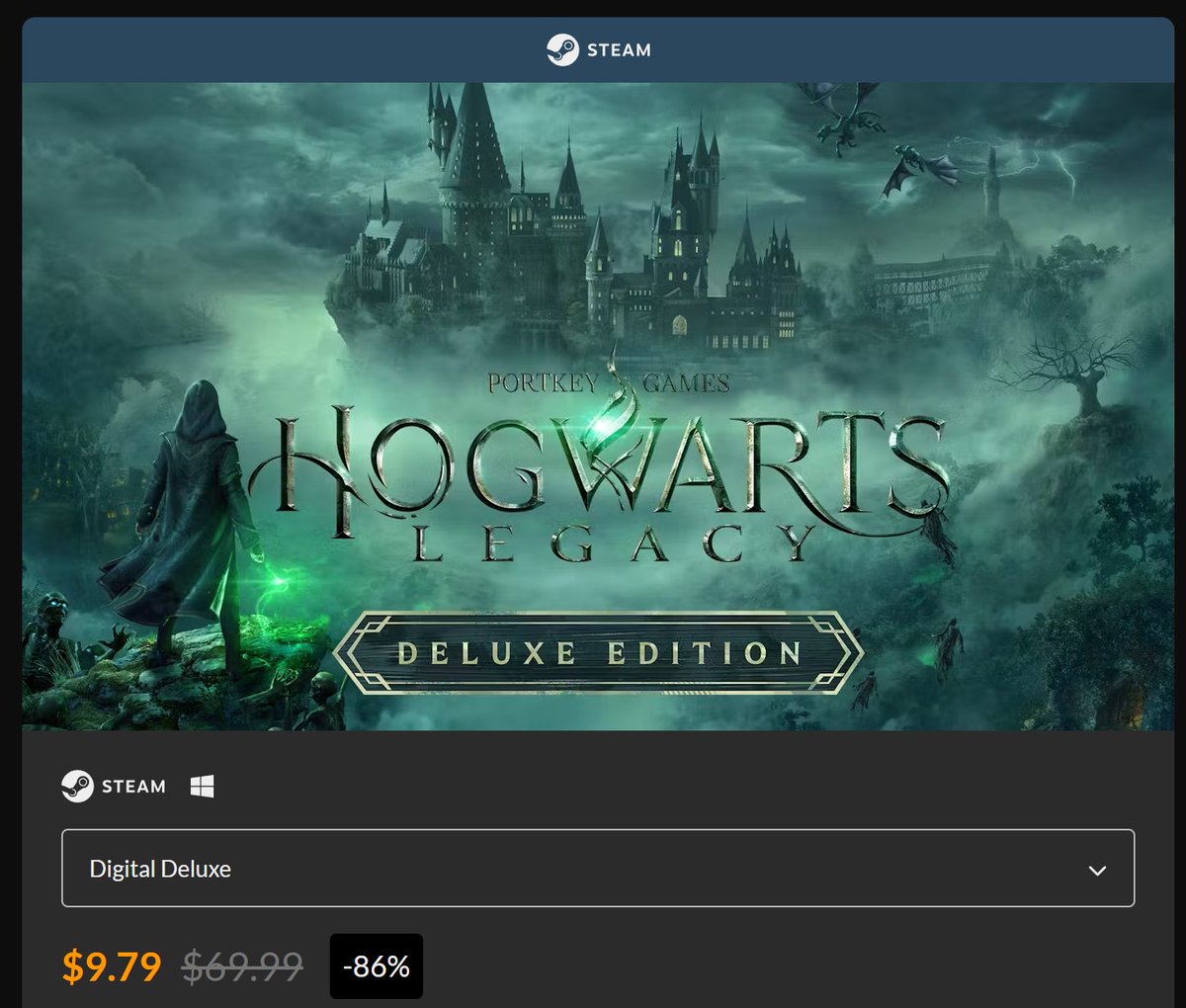 Hogwarts Legacy (Steam key) under $10 on Fanatical right now, definitely the lowest I've seen.  (Non-affiliate) fanatical.com/en/game/hogwar…