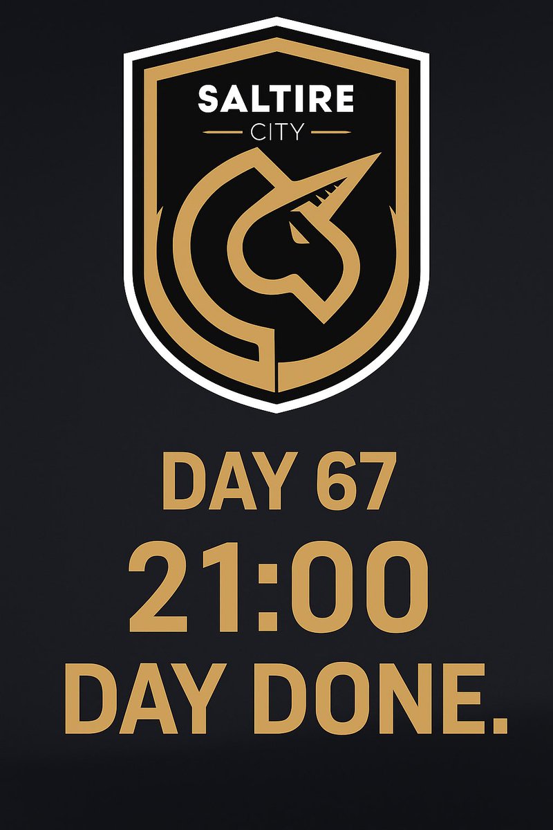 Day 67
21:00. Day done.
Another step forward for Saltire City FC.

We’ve been speaking to a prospective social media team tonight — tomorrow’s focus is people.

We’re opening the door for those who want to help shape matchdays, support operations &amp; grow the club commercially.