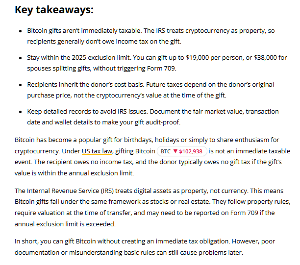 Congratulations to whoever is receiving the sacrifice funds for $ProveX <a href="/RichardHeartWin/">Richard Heart</a>. The IRS just said today that US citizens can gift (sacrifice) up to $19,000 per person, or $38,000 per couple, without incurring a tax liability 🕊