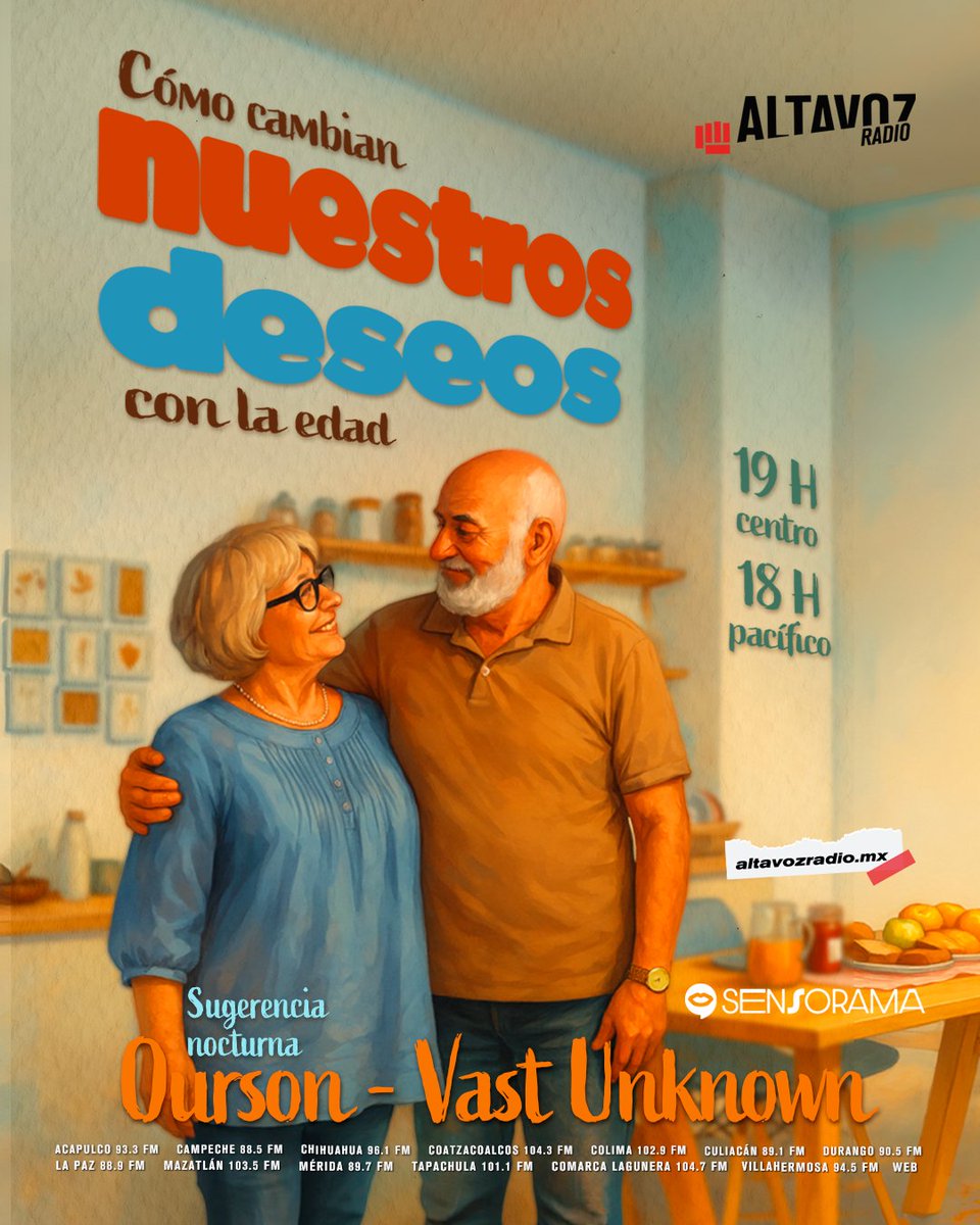 altavozmxradio's tweet image. ✅No te pierdas hoy en #Sensorama del tema:
“Cómo cambian nuestros deseos a lo largo de nuestra edad&quot; ⏰❤️

👉El paso del tiempo no apaga el deseo, lo transforma. Con los años, aprendemos a mirar el placer desde otros lugares: con más libertad, conciencia y conexión con lo que…