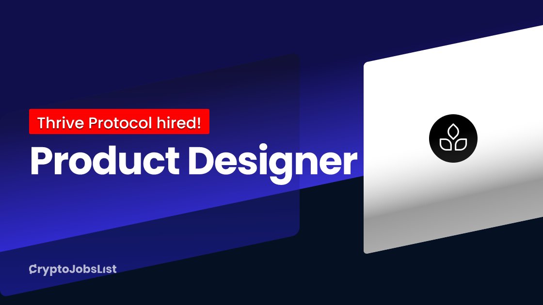 CryptoJobsList's tweet image. 🎉 Congratulations to @thriveprotocol for finding a great match for the Product Designer role! 👏

✅ They received 65 job applicants
👍 And successfully hired THE ONE!