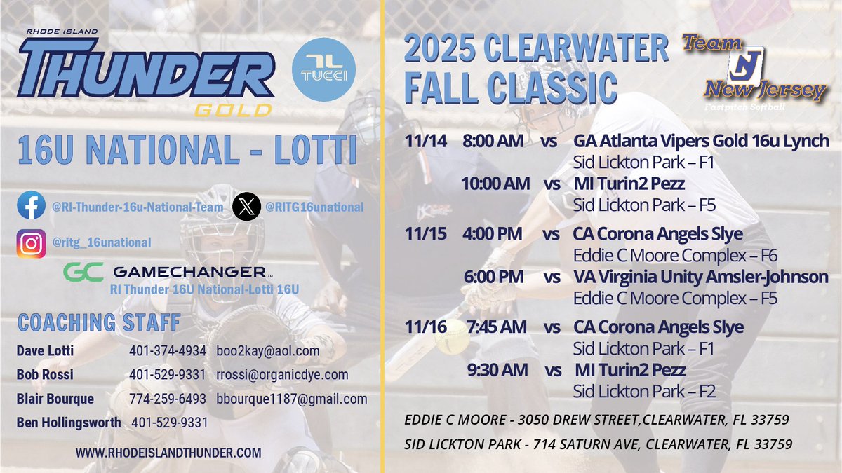 Wheels up ✈️ - Clearwater Fall Classic this weekend! 2 tournaments left, keep working hard and leave it all on the field! 💪💙 🥎 <a href="/thunderjam134/">dave lotti</a> <a href="/BobRossiRITG/">Bob Rossi</a> <a href="/Coach_BBourque/">Blair Bourque</a> <a href="/Bhollin35930076/">B hollingsworth</a> <a href="/LineDsoftball/">Line Drive Media</a> <a href="/ExtraInningSB/">EXTRA INNING SOFTBALL</a> <a href="/PGFnetwork/">PGF</a>