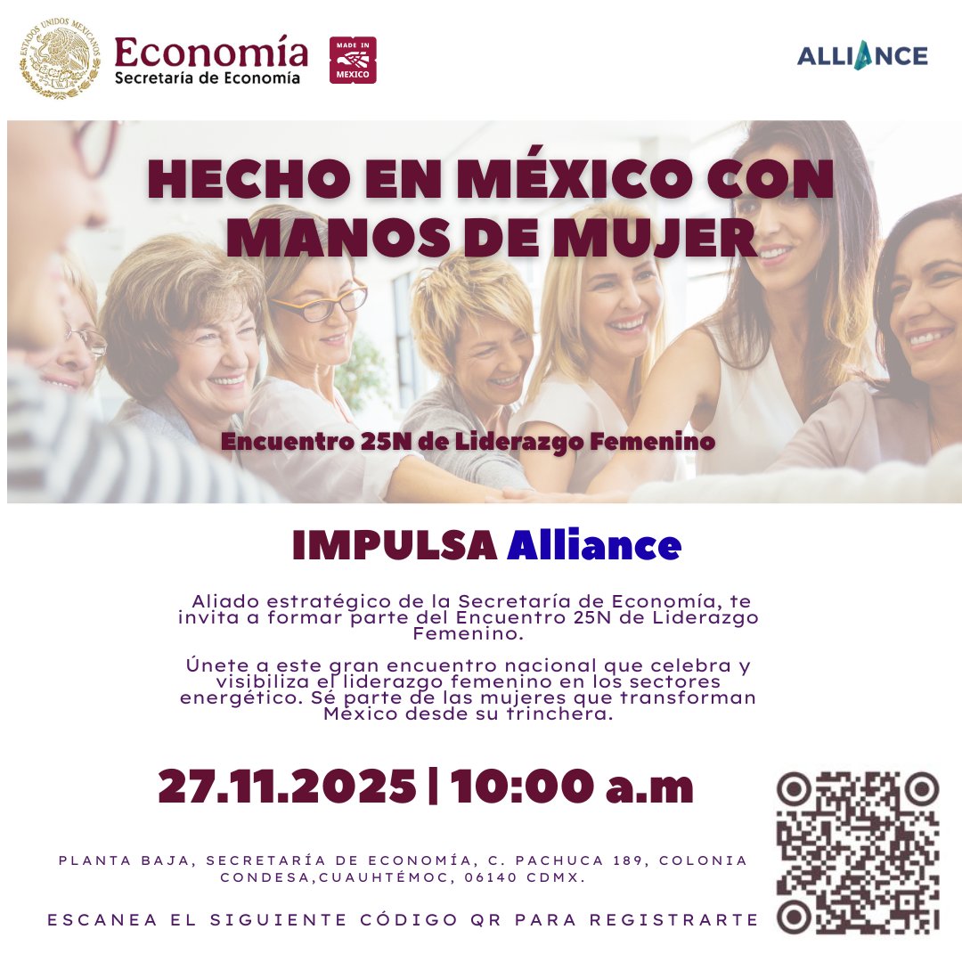 Seguimos impulsando el liderazgo que mueve a México 🇲🇽✨

El próximo 27 de noviembre, el talento y la visión de mujeres que #transforman el país se darán cita en el evento “Hecho en México con Manos de Mujer: Encuentro 25N de Liderazgo Femenino”, organizado por la Secretaría de