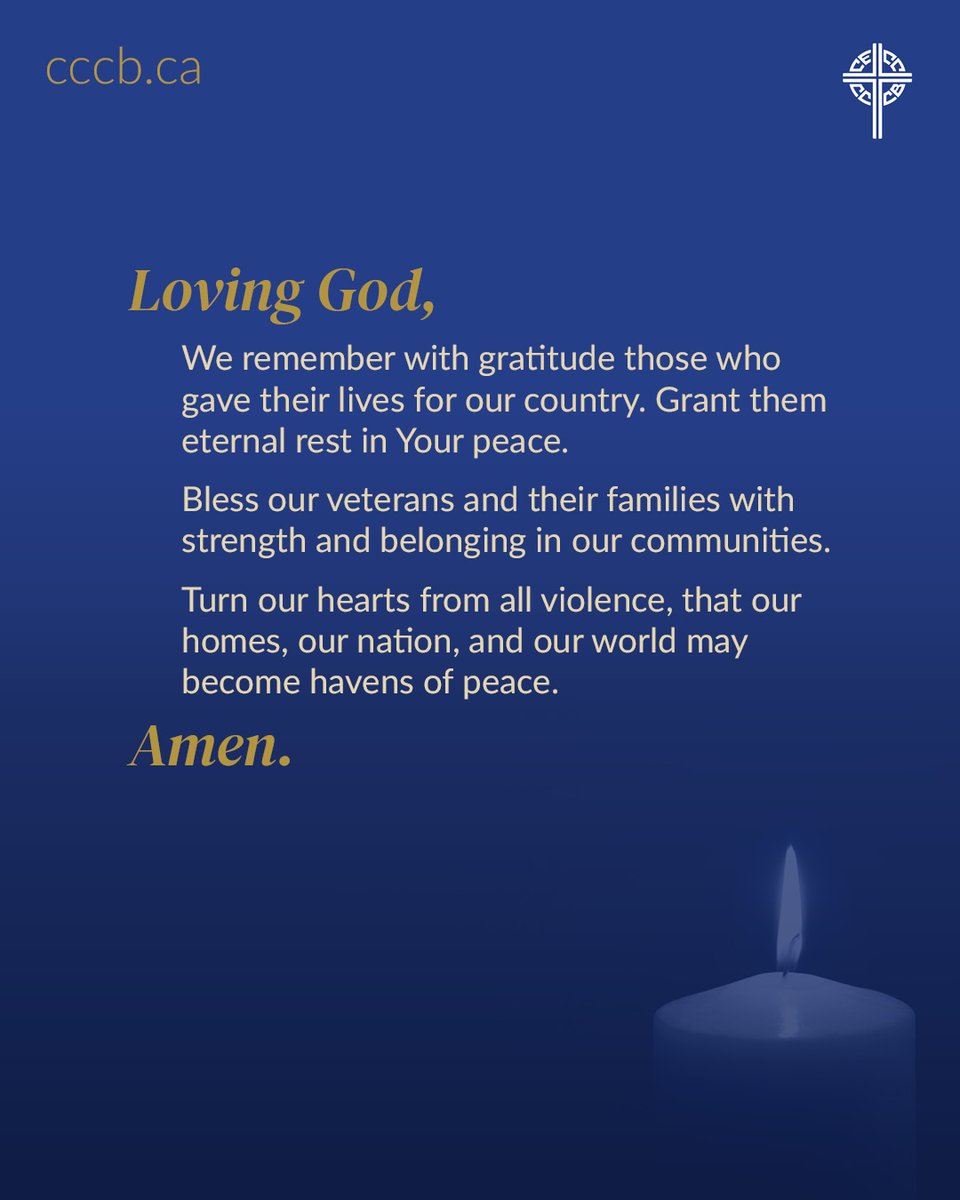 Today, on Remembrance Day, we honour the brave men and women who sacrificed their lives in the service of peace and freedom. Let us pray for all who have fallen in war, and for a world where peace and justice may prevail.

#RemembranceDay  #LestWeForget  #PrayForPeace