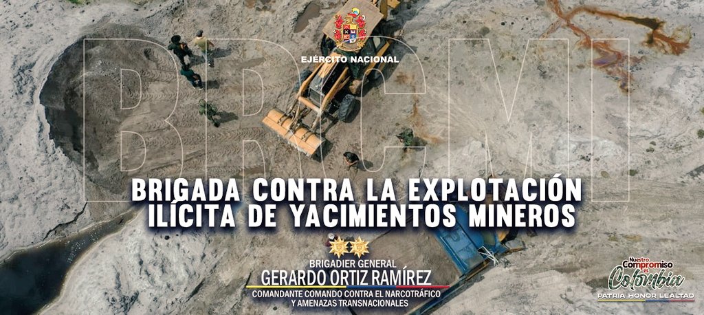 En el aniversario N.° 10 de la Brigada Contra la Explotación Ilícita de Yacimientos Mineros (BRCMI) del <a href="/COL_EJERCITO/">Ejército Nacional de Colombia</a>, destacamos el trabajo conjunto, coordinado e interinstitucional efectuado por esta unidad militar, que día a día protege la biodiversidad y las fuentes hídricas